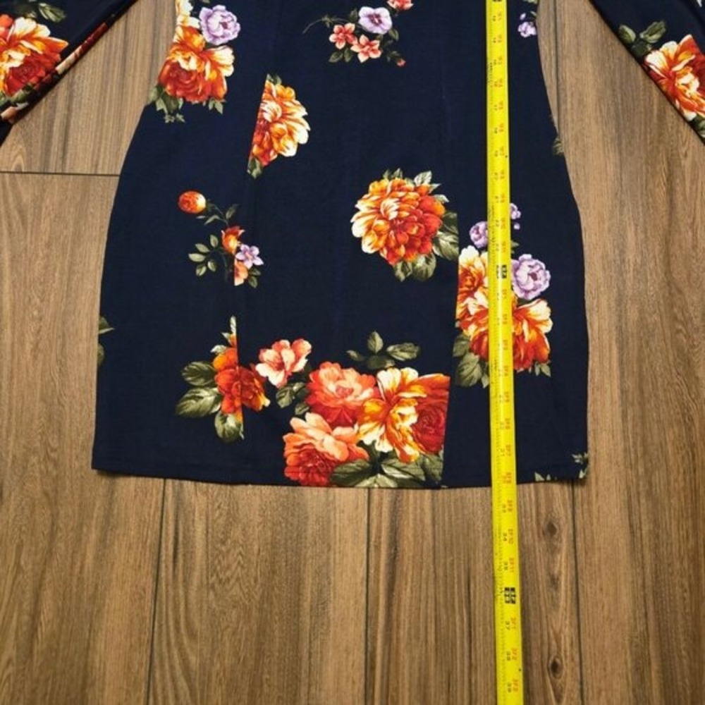 Available by Angela Fashion NWT LS BodyCon Dress Floral Navy Blue‎ Med - Picture 9 of 12